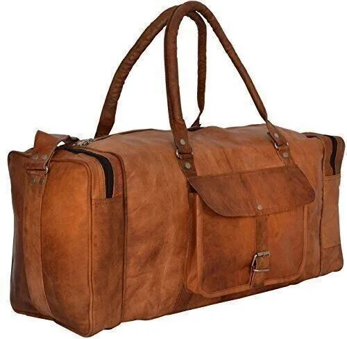 Bag Leather Travel Gym Duffel Luggage Weekend Vintage Genuine Overnight Men's