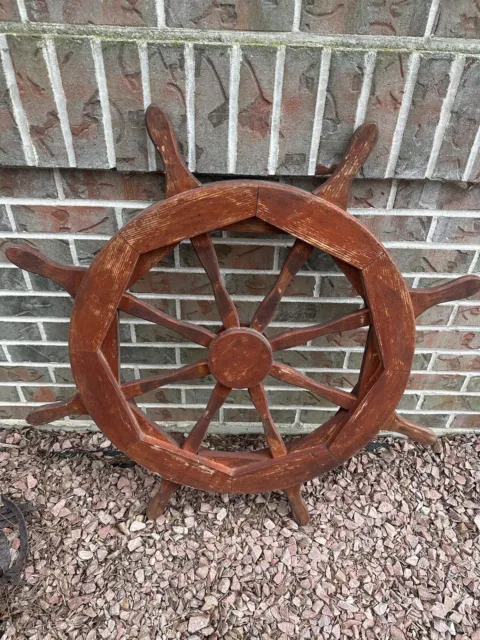 Vintage Nautical Wood Ship Wheel