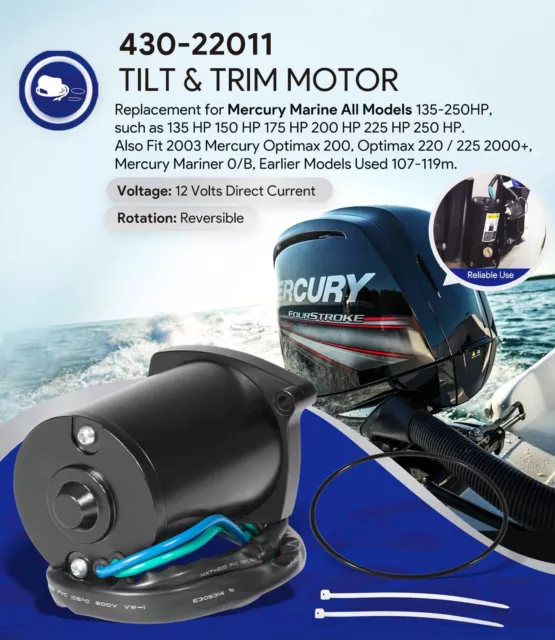 Tilt Trim Motor For Marine Mercury 135-225HP 828708 878265A1 8M0031551 430-22011 2