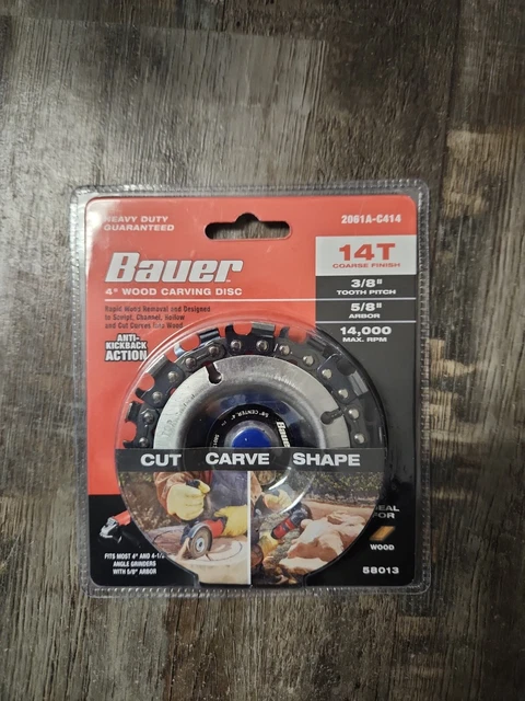 Disco tallado en madera Bauer 4"" 14T acabado grueso 3/8"" paso de dientes 2061A-C414 nuevo