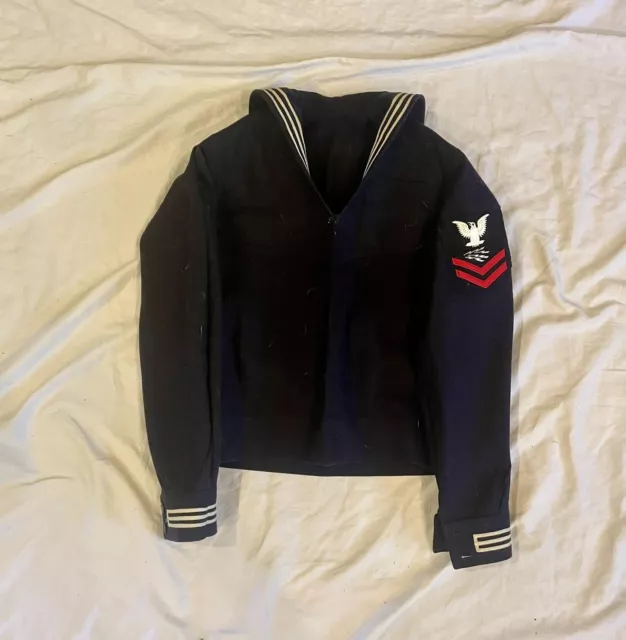 VINTAGE NAVAL CLOTHING Factory Navy Black Sailor Top Mens Size 34R £11. ...