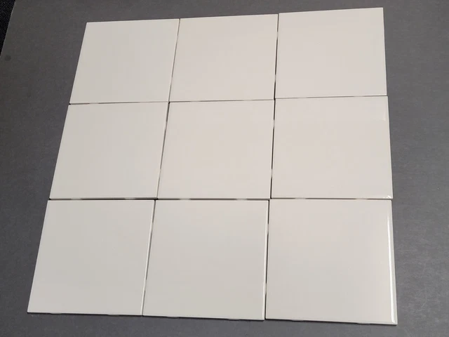 Lot of 9 AMERICAN OLEAN 6" x 6" Ceramic Tiles - Glossy White Biscuit NOS