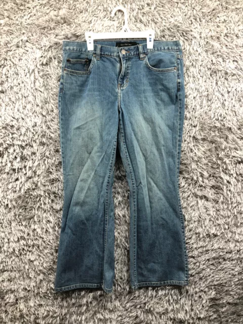 Calvin Klein Jeans Size 12 Womens Mid Rise Dark Wash Blue Denim Wide Leg