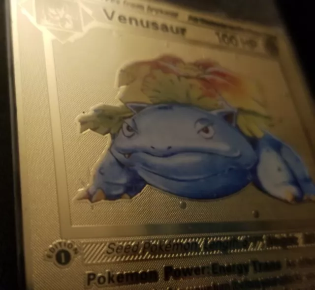 Pokemon Gold Metal Venusaur Card – Radbadgergaming