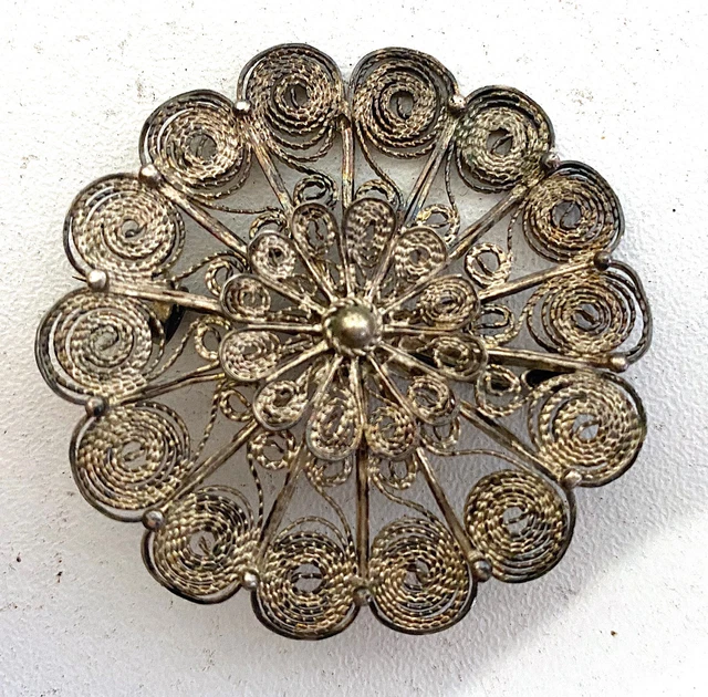 Broche Ancienne émaillée Bombée Signée G.M Pour Limoges - Vintage - Laiton Et émail