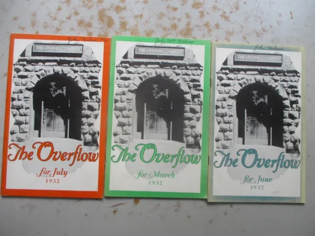 The Upjohn Company In-House Magazine - The Overflow THREE 1932 Issues