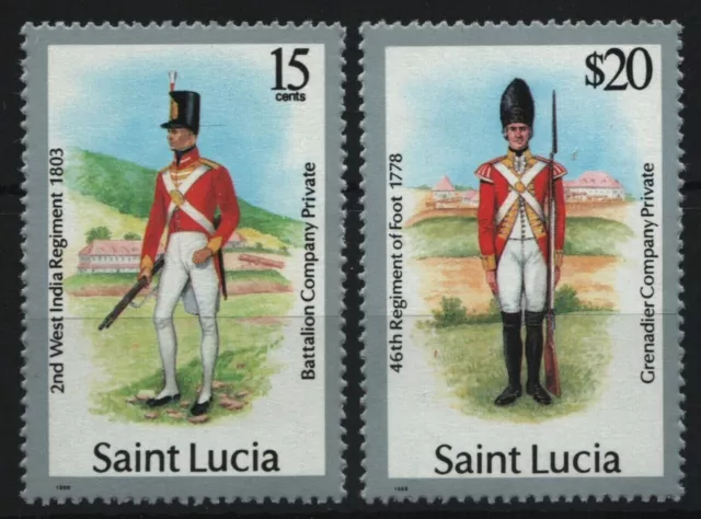 St. Lucia 1989 - Mi-Nr. 886 III & 889 III ** - MNH - Uniformen / Uniforms