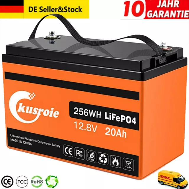 LiFePO4 Akku 12V 20Ah Lithium Batterie 100A mit BMS für Wohnmobil Solar Boot DE