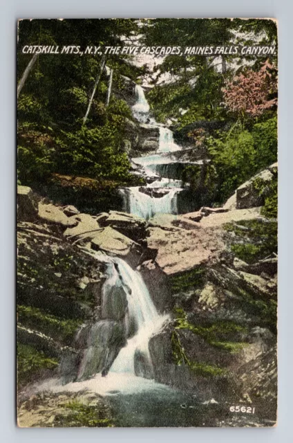 Catskill Mountains NY-New York, Five Cascades, Antique Vintage c1914 Postcard