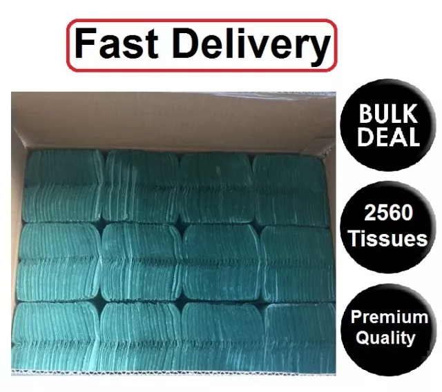 Blue Paper Hand Towels C fold 2560 tissues Multi Fold Premium Quality Single Ply