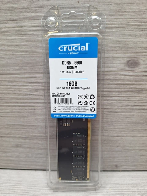 Crucial Ddr5 Ram 16gb 5600mhz Desktop Computer Memory Or 5200mhz 