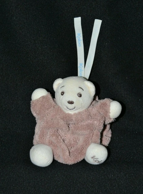 Peluche doudou ours KALOO 2004 boule plume prune marron beige 12 cm TTBE