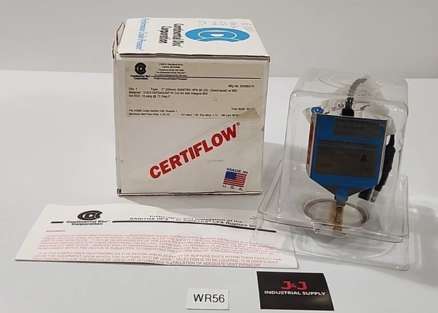 *NEW* Continental Disc Certiflow HPX-90 2" 316SS Rupture Disc 10Psi 72° Warranty