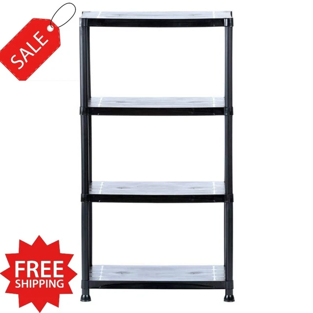4TIER PLASTIC GARAGE Storage Shelving Unit in Black (28 Inches Wide X