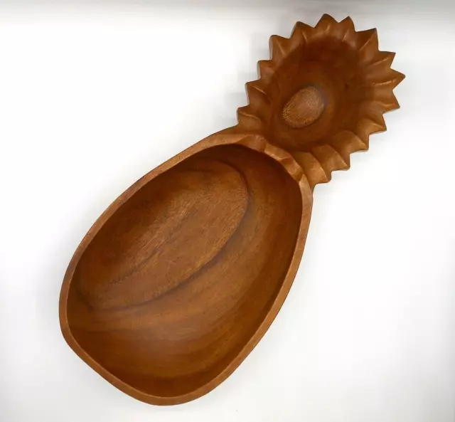 Vintage Monkey Paw Wooden Pineapple Shaped Chip & Dip Bowl-Summer Tiki Party!