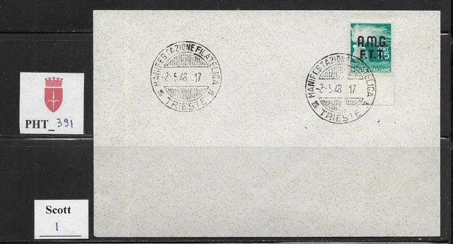 PHT_391. TRIESTE FTT. Rare 1947 FDC w. 25 cent. DEMOCRATIC. Scott 1.