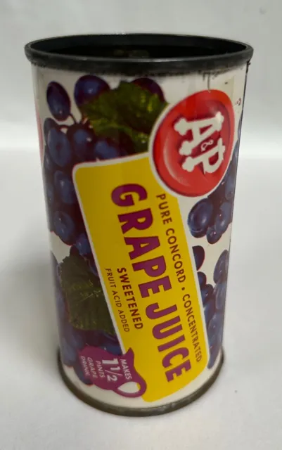 Vtg A&P Grocery Store Brand Concentrated Grape Juice Metal Tin Container (A5)
