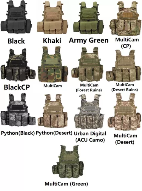 Full Set Tactical Military Vest Molle Combat Assault Plate Carrier for Paintball