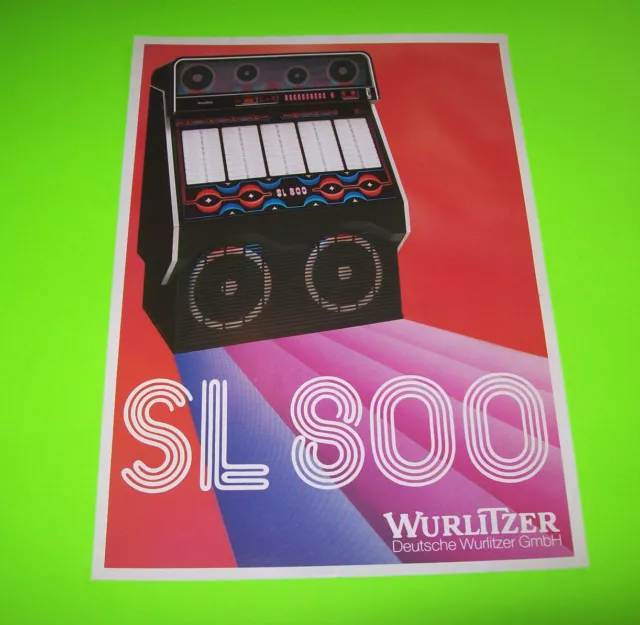 SL 800 WURLITZER 1985 ORIGINAL JUKEBOX PHONOGRAPH SALES FLYER Vintage Promo Art