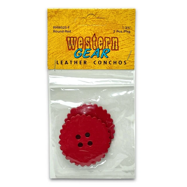 Conchos de cuero rojo Western Gear de 1-3/4"" con 4 orificios, de Wangs