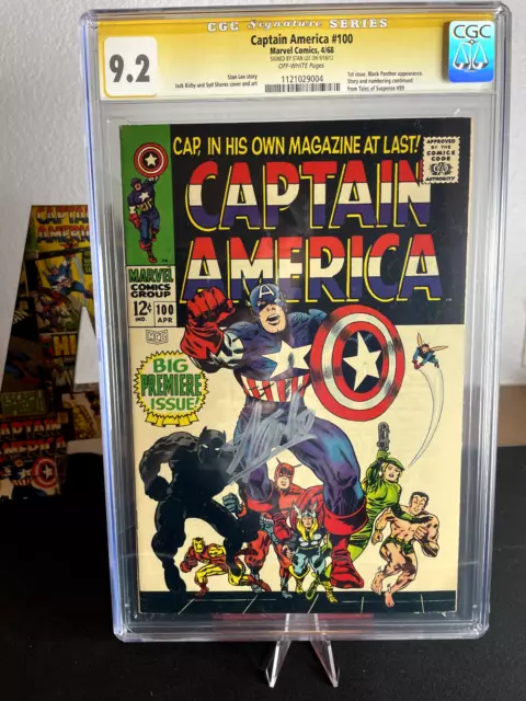 1968 Captain America #100 - Signed by Stan Lee - CGC 9.2 - Extremely low POP!