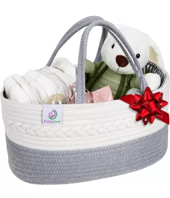 KiddyCare Baby Diaper Caddy Organizer - Stylish Rope Nursery Storage Bin