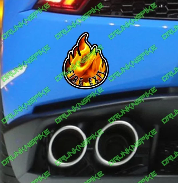 JDM D&eacute;cor Decals, Stickers &amp; Vinyl Art FIRE EXIT FUNNY CAR STICKERS EXHAUST EVO SCOOBY SUBURU JDM DUB JAP Racing Stickers