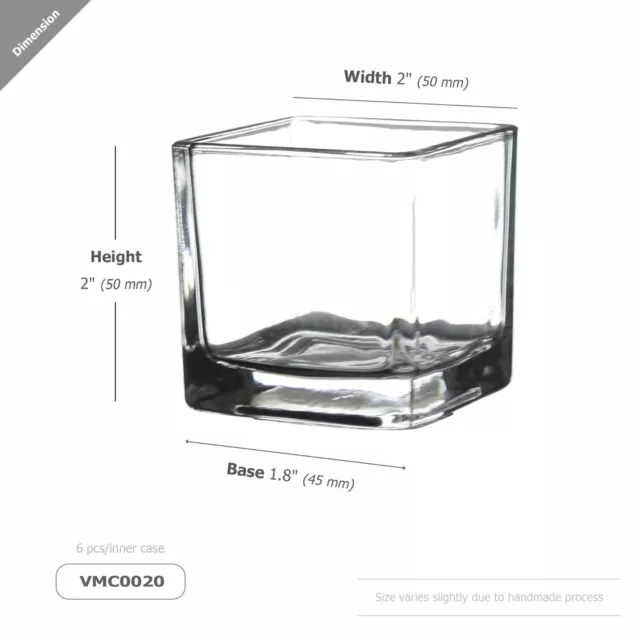 Clear Small Glass Cube Vase 2x2"H | Votive Candle Holder | Bulk Wholesale, 6 Pcs 2