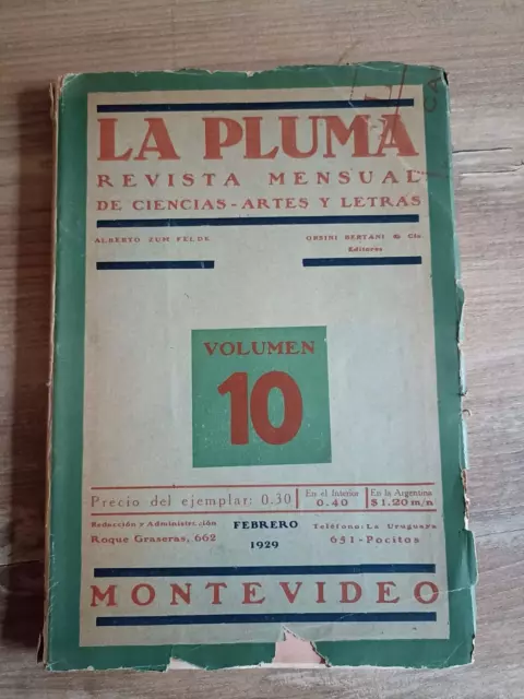 Revista de 1929  - LA PLUMA Revista de ciencias artes y letras - Montevideo