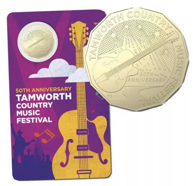 2022 Tamworth Country Music Festival 50th Anniversary 50c Cent Coin GOLD PLATED.