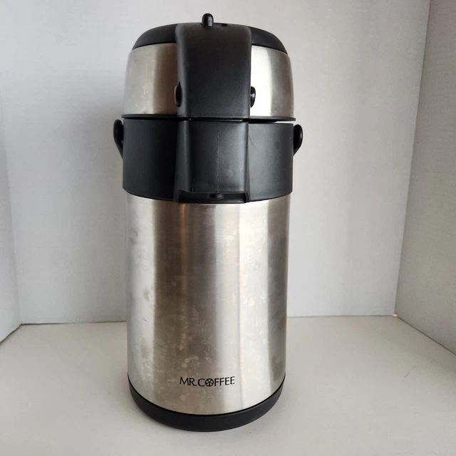 Mr Coffee Pump Pot Thermos 2 Qt Brushed Stainless Air Pump Dispenser  Insulated