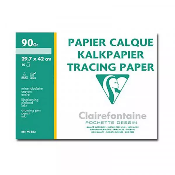 Papier Calque A3 29,7 x 42 cm 10 feuilles 90g Clairefontaine