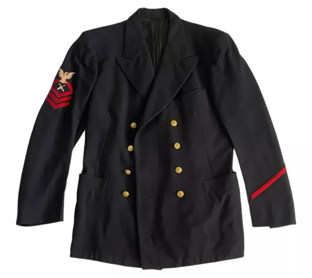 US Navy WW2 CPO Dress Blue Jacket Rare Government Issued Size Short 38