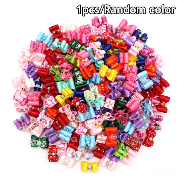 Pet Hair Bow Head Dog Puppy Rubber Band Cat Flower Bowknot Hairpin Head R 3