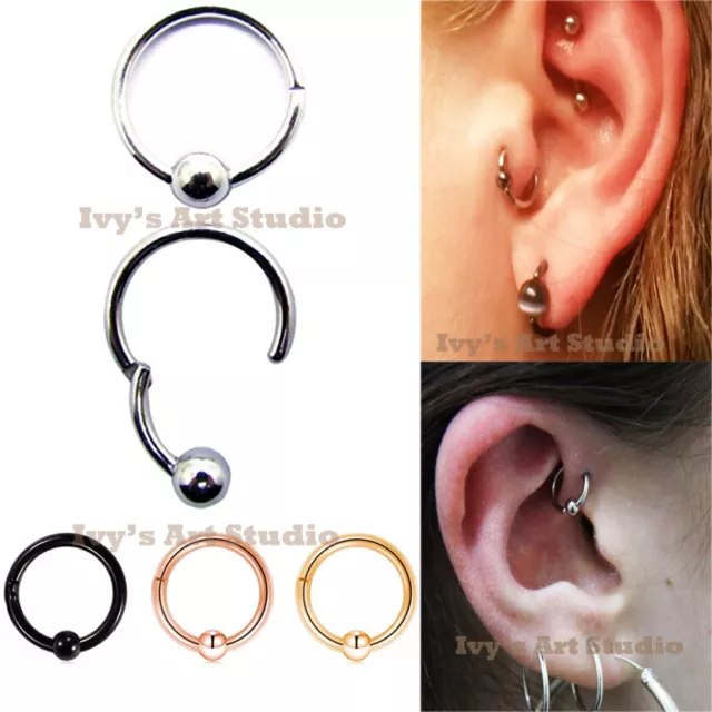 16g Captive Surgical Steel Hinged Segment Clicker Ring Lip Ear Nose Piercing 1pc