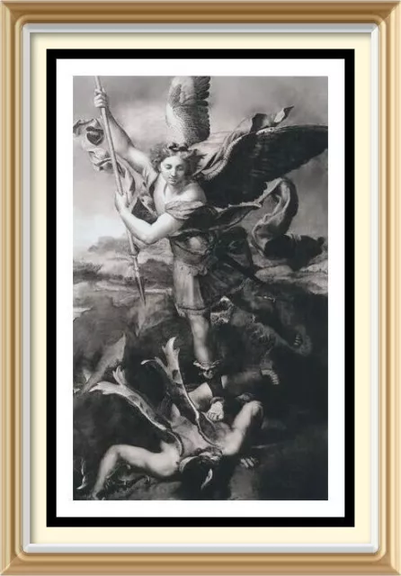 Religious Art Print by Raphael - Archangel Angel St Michael Vanquishing Satan