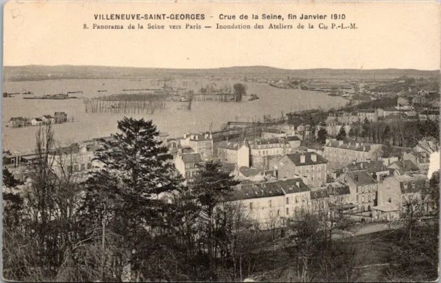 *48146 cpa Villeneuve Saint Georges - Crue 1910 - Panorama