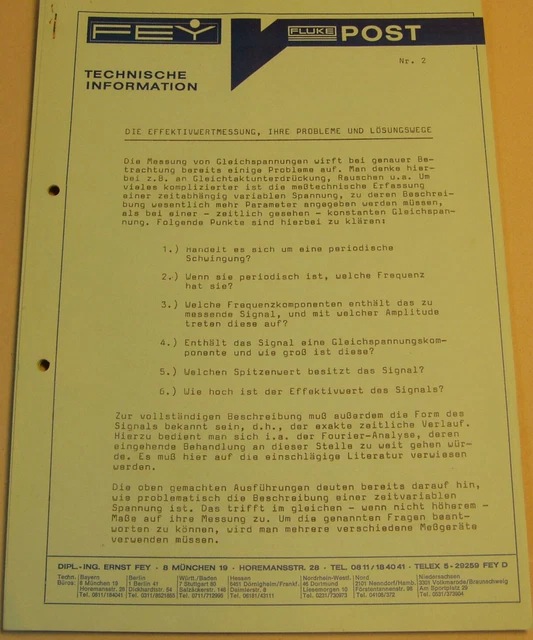 FLUKE POST 2 Die Effektivwertmessung 18 Seiten