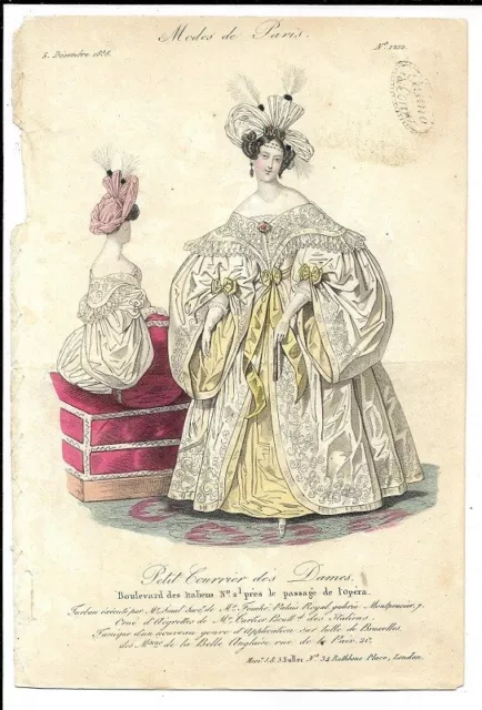 Petit Courrier Des Dames  Modes De Paris  Regency Fashion  Dec 1835   Plate 1272