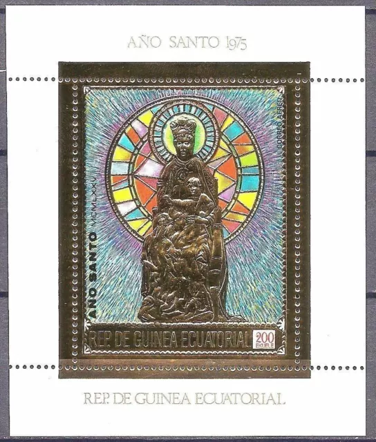 Equatorial Guinea 1975 Holy Year Easter Religion GOLD Embossed Anno Santo (3)