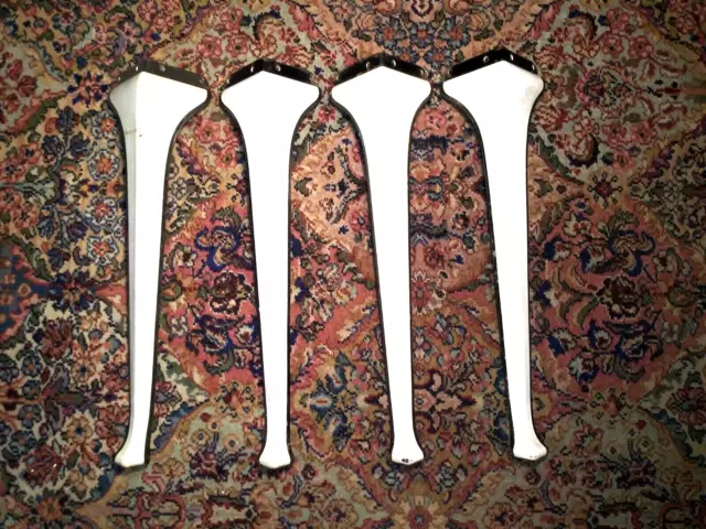 Original Set 4  Long Cast Iron White Black  Legs From Antique Wood Stove