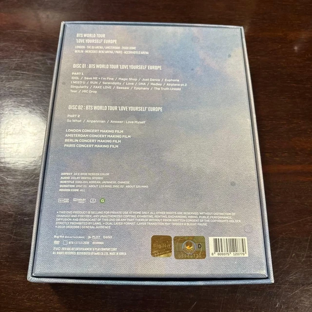 BTS WORLD TOUR LOVE YOURSELF EUROPE 2-Disc DVD Set 2019 EUR 85,86 ...
