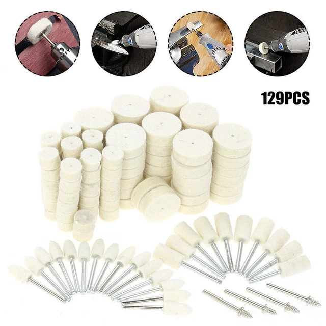 129pcs Felt Polishing Buffing Pads Wheel Wool Plastic Rotary Kit Dremel Set New
