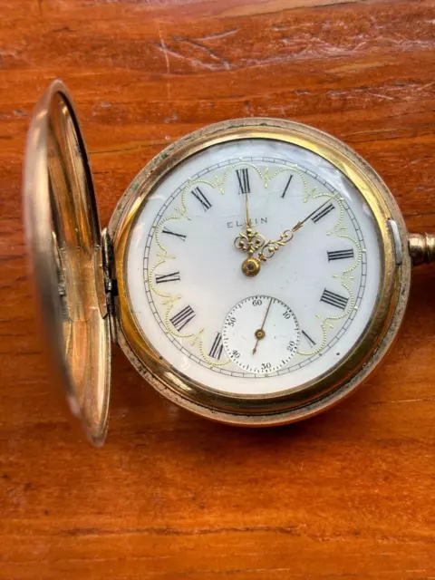 Elgin 16s in excellent GF Hunter case w/fancy dial/ca 1905/running