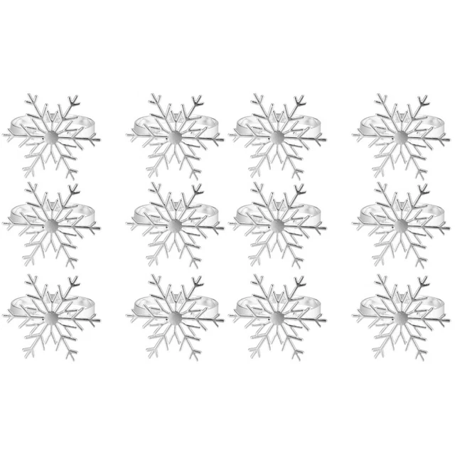 12 Pcs Christmas Snowflake Napkin Buckle Rings Alloy Banquet Circle Metal