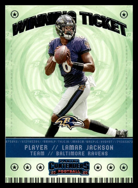 2020 Contenders WT4 Lamar Jackson Winning Ticket   Ravens  Football Card