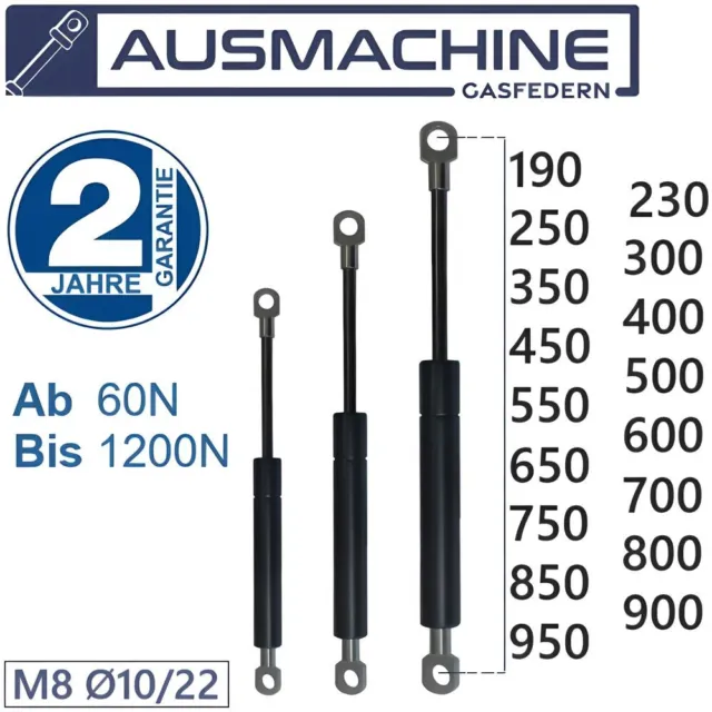 Resorte de presión de gas amortiguador de presión de gas amortiguador longitud 190-950 mm | 100N - 1200N universal