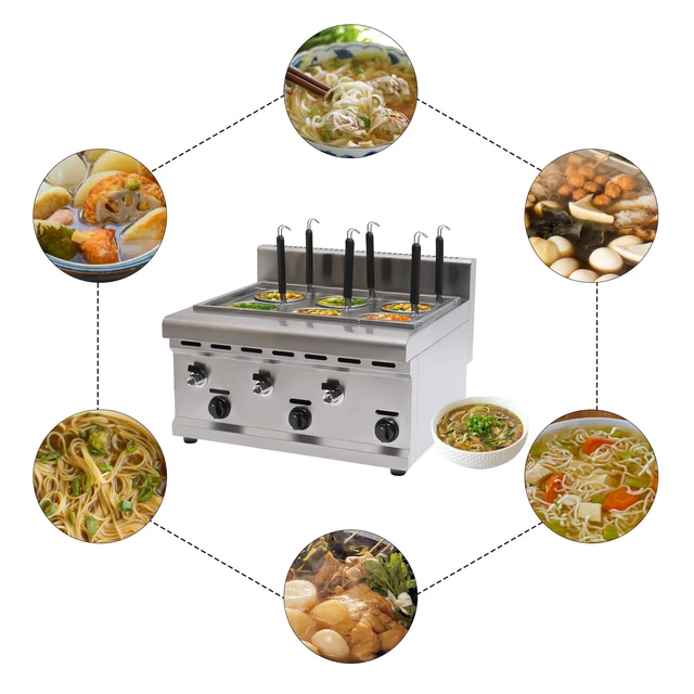 Commercial 6 Hole Noodle Cooking Machine Electric Pasta Cooker w/6 Basket Filter
