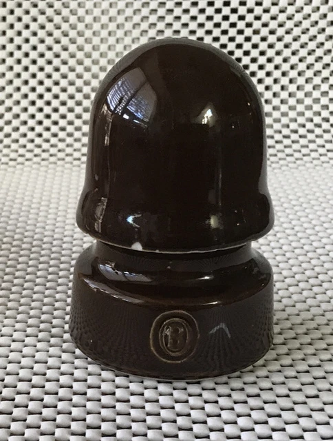 Vintage Brown Porcelain Insulator ~ Ohio Brass Co. ~ Mushroom Top ~ 4" ~ Marked