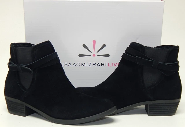 Isaac Mizrahi Live! Gracie Sz US 7.5 M EU 38.5 Femmes Daim Bottes Chelsea Noir